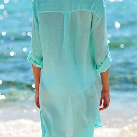Embroidered Half/Long Sleeve Swimsuit Cover Up - Picture 3 of 10